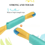 Close-up of reinforced dog tug rope toy handle and stitching