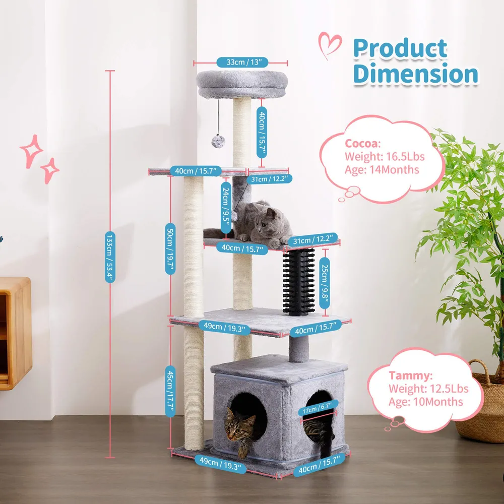 Dimensions of wholesale multi-level cat tree condo tower – detailed size chart for retailers