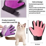 10006 Size chart of pet grooming gloves showing fit for different hand sizes