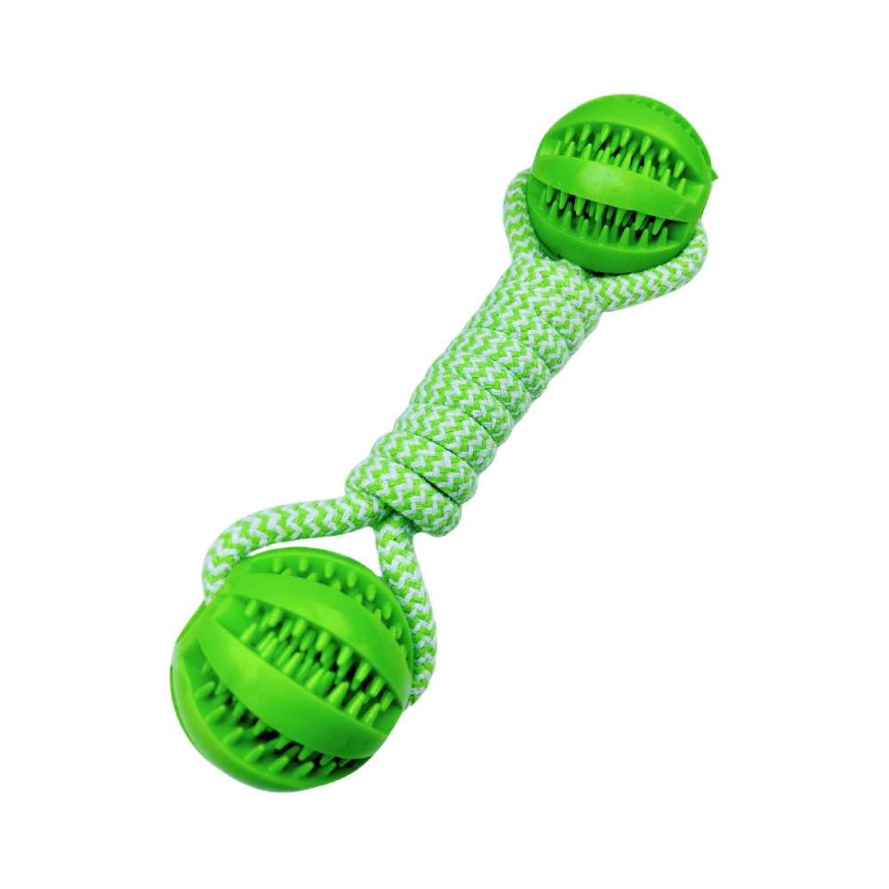 Durable TPR dog ball toy with cotton rope for chewing and tug play