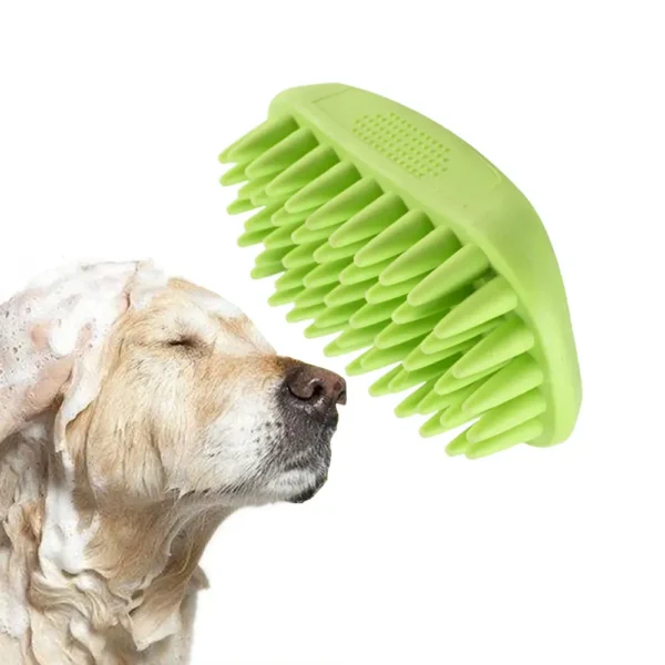 10006 Green rubber pet bath brush and grooming massage tool for cats and dogs – wholesale pet supplies