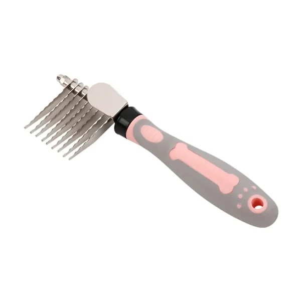 10006 Stainless steel pet dematting comb with serrated blades and ergonomic handle – wholesale grooming tool