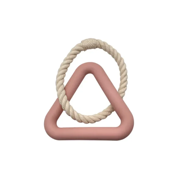 10006 ALT: Pink triangle TPR dog tug toy with cotton rope – wholesale chew toy for dogs