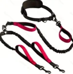 10007 Double dog running leash available in pink, grey, rose pink, red, and blue color options
