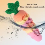 10007 Silicone carrot dog toy showing dental cleaning bumps and squeaker