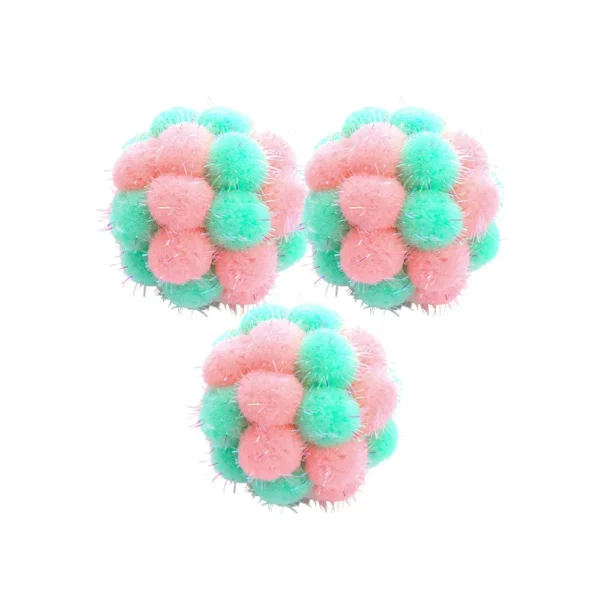 10007 Pink glitter cat toy ball with bell