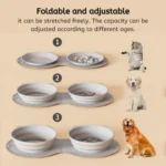 10007 Portable double feeding bowl holding food and water for pets