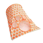 Wholesale 3-layer crinkle cat tunnel with peepholes and hanging mouse toy – orange design