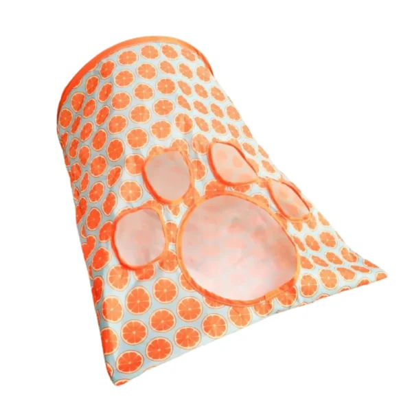 Wholesale 3-layer crinkle cat tunnel with peepholes and hanging mouse toy – orange design