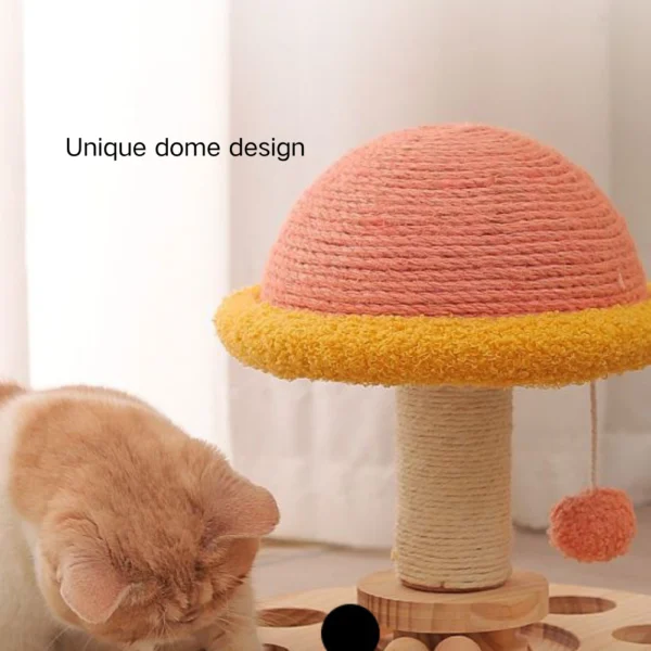 10008 Interactive cat scratching post showing scratching area and ball track play function