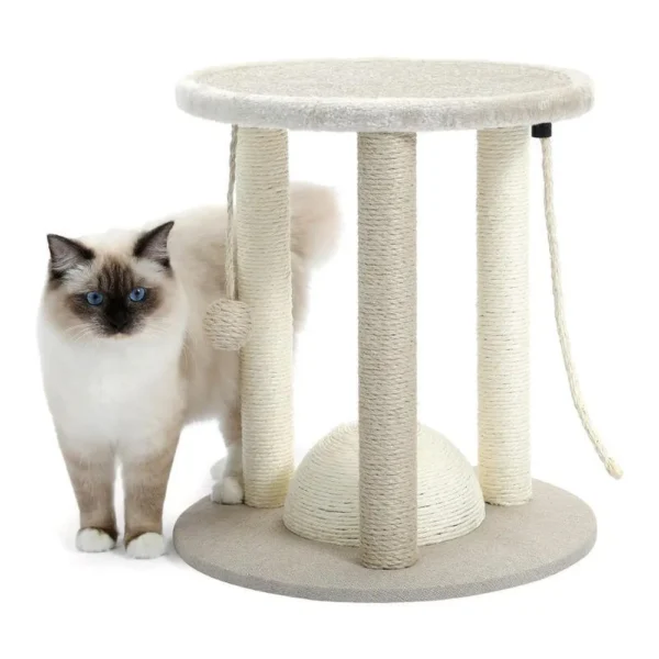 Small cat tree with sisal scratching posts and rope ball toy for wholesale pet supplies