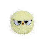 10009 Yellow squeaky plush dog ball with cartoon embroidery