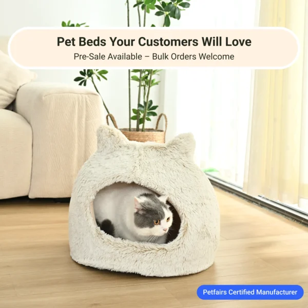 10009 Enclosed cat cave bed provides warmth, privacy, and comfort for cats, wholesale pet accessory.