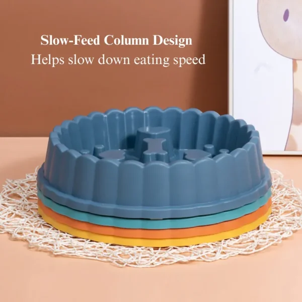 10009 Close-up of non-slip base and raised patterns inside slow feeder bowl