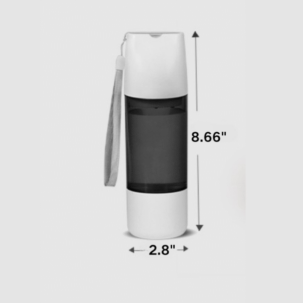 10009 Dog and cat outdoor water bottle with measurement dimensions