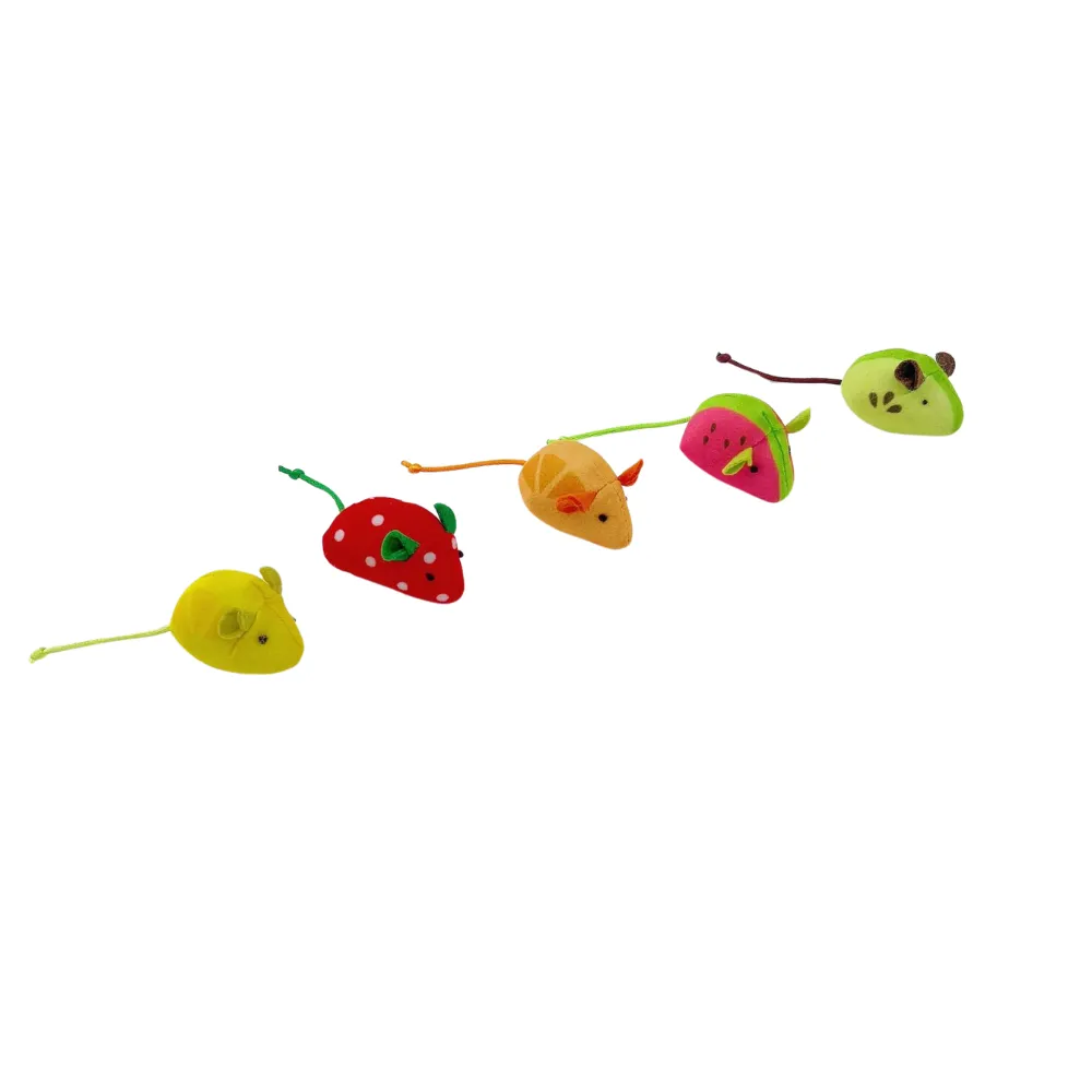 5 pack colorful fruit mouse cat toys for interactive play and wholesale pet supplies