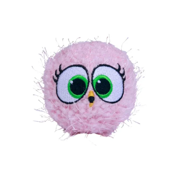10010 Pink squeaky plush dog ball with cute embroidered eyes
