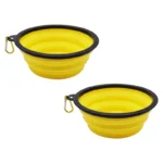 10010 Collapsible silicone dog bowls available in yellow, pink, green, orange, black, red, blue, and white for wholesale bulk orders