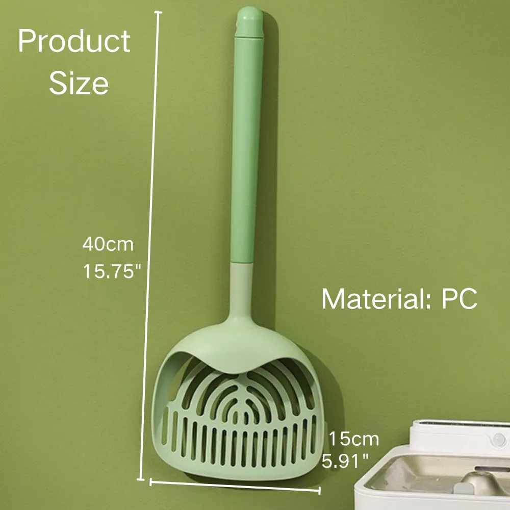 Measurement size chart of durable long-handle cat litter scoop