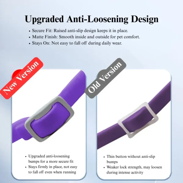 10010 Close-up view of cat calming collar material and adjustable buckle design