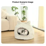 10012 Enclosed cat cave bed provides warmth, privacy, and comfort for cats, wholesale pet accessory.