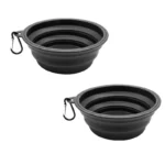 10013 Collapsible silicone dog bowls available in yellow, pink, green, orange, black, red, blue, and white for wholesale bulk orders