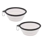 10015 Collapsible silicone dog bowls available in yellow, pink, green, orange, black, red, blue, and white for wholesale bulk orders