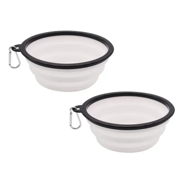 10015 Collapsible silicone dog bowls available in yellow, pink, green, orange, black, red, blue, and white for wholesale bulk orders