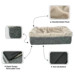 176623e8b1d484b63d8702b3dffffd2d Close-up of rabbit plush surface and foam filling for small pet sofa bed