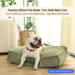Medium dog resting on wholesale pet cushion bed with handle