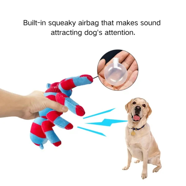 745008cb3c735d5ea553127866599e72 Interactive plush spider dog toy designed for chewing and squeaking fun