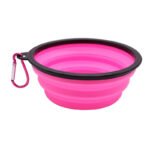 Collapsible silicone dog bowls available in yellow, pink, green, orange, black, red, blue, and white for wholesale bulk orders
