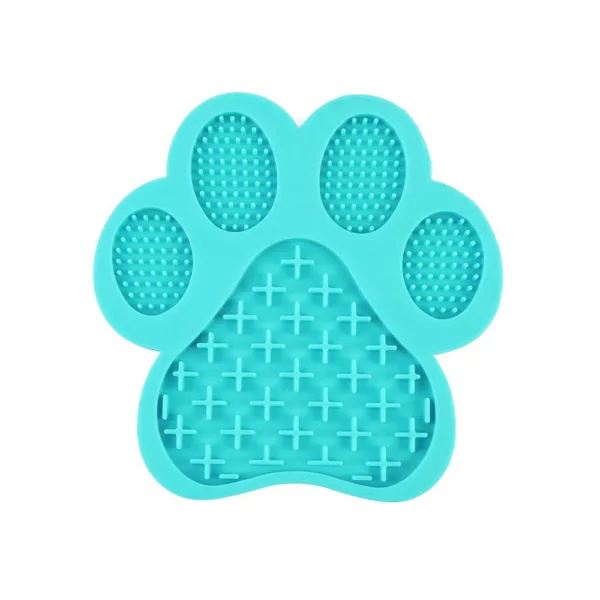 03582f0944f7533c56ee245c0feb7819 Six color options of silicone lick mat – Yellow, Green, Light Blue, Dark Blue, Grey, Red – displayed for retail selection