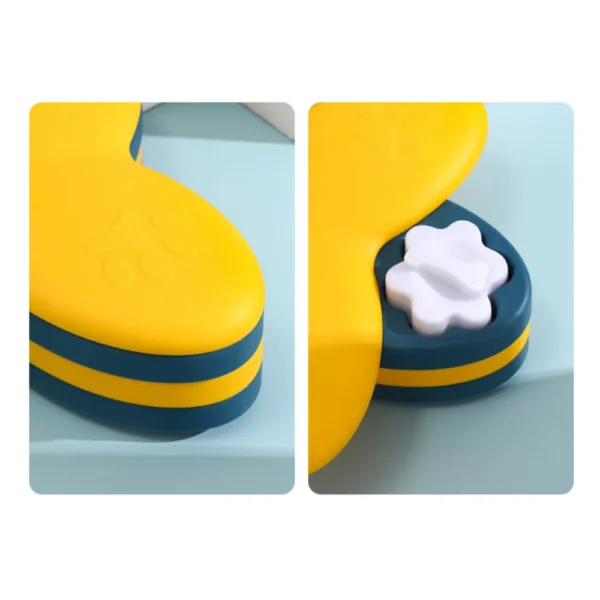 10003 Close-up of the puzzle slots and food compartments on the interactive dog puzzle feeder toy