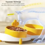 185d4037ba6423998d9961e09209f51d Cat eating from elevated ceramic pet bowl on kitchen floor