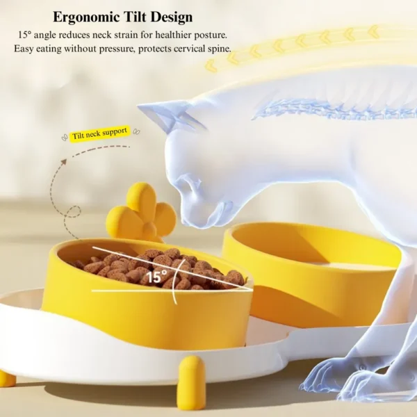 185d4037ba6423998d9961e09209f51d Cat eating from elevated ceramic pet bowl on kitchen floor