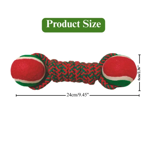 1a7f0dd8620006f7f31d4dacdd507e45 Size reference for Christmas cotton rope dog dumbbell with tennis balls