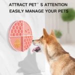 Dog licking silicone slow feeder mat for stress relief and enrichment