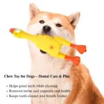 33e4b245b80dd7386ecafd898376461c Pet biting and squeaking the latex duck toy, showing durability and fun interaction.