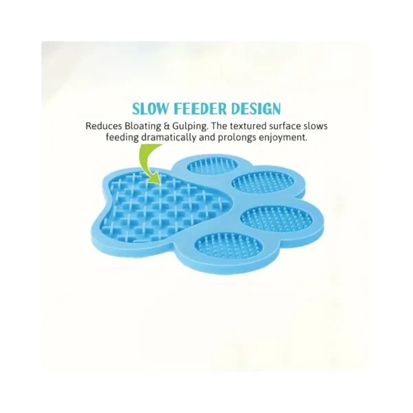 4d86d3eb4d60c9a70d4fae880ef30687 Pet owner applying peanut butter on silicone lick mat with suction base sticking to wall or floor for calming bath sessions