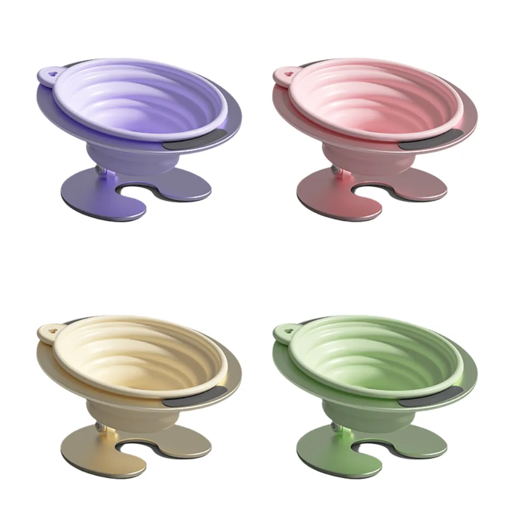 350ML tilted elevated dog silicone bowl with aluminium alloy stand – wholesale pet feeding supplies