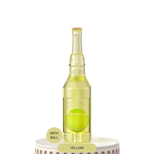 658749cfec1f31b1912f04c7236ffb33 Small Yellow Squeaky Bottle Dog Toy with Floating Ball