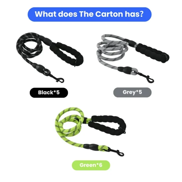 69f7687de812ba43b209e1461fc5c24a Individual packaging of reflective rope dog leash with padded handle – ready for retail or wholesale distributio