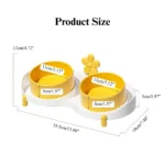 7b894a14a3fb55aee53c5b449f0806ea Product size chart showing dimensions of ceramic double feeding bowl for cats and dogs