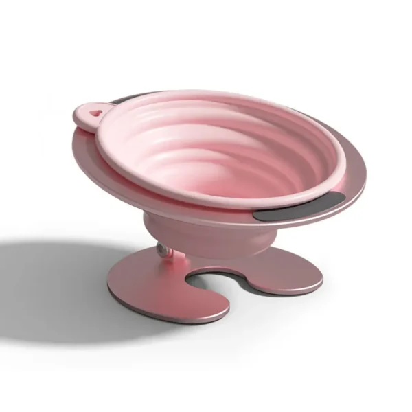 8ac31c51f5028a733dad6869386408e7 Pink tilted elevated silicone dog bowl with aluminium alloy stand