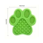 8c303e55aabe41b33e25305287bd20f7 Size chart and measurements of paw-shaped silicone lick mat for dogs and cats
