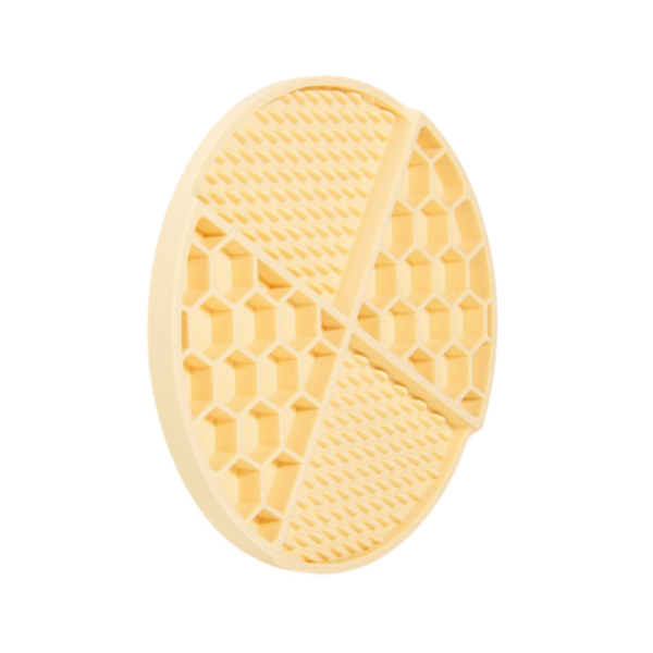 8c80a3960cbdfa940522793420c16292 Yellow silicone dog licking mat with textured surface