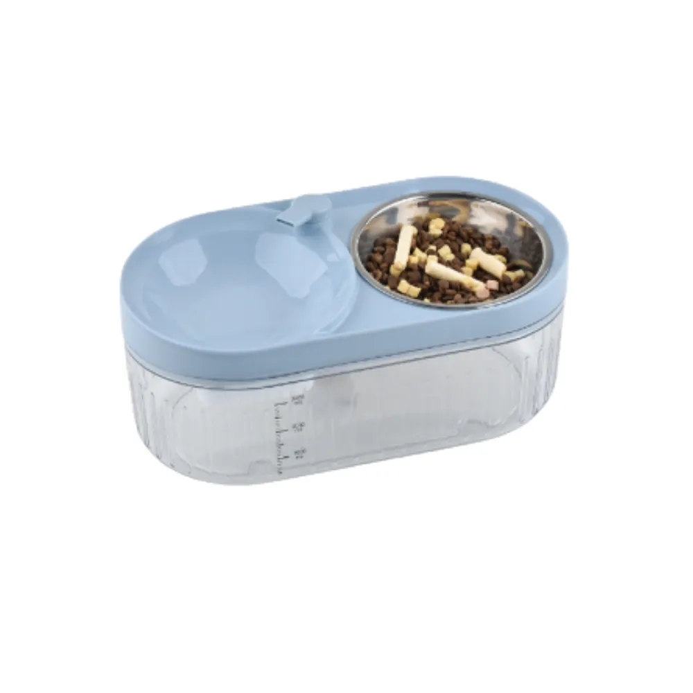 Electric Pet Feeder with Water Fountain and Food Bowl – Blue