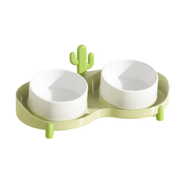 a2aa2f9dff853b5d010cdc72e24a135b White ceramic tilted double pet bowl elevated feeding dish for cats and dogs