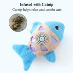 Close-up of Plush Fish Cat Toy Soft Texture and Iridescent Scales